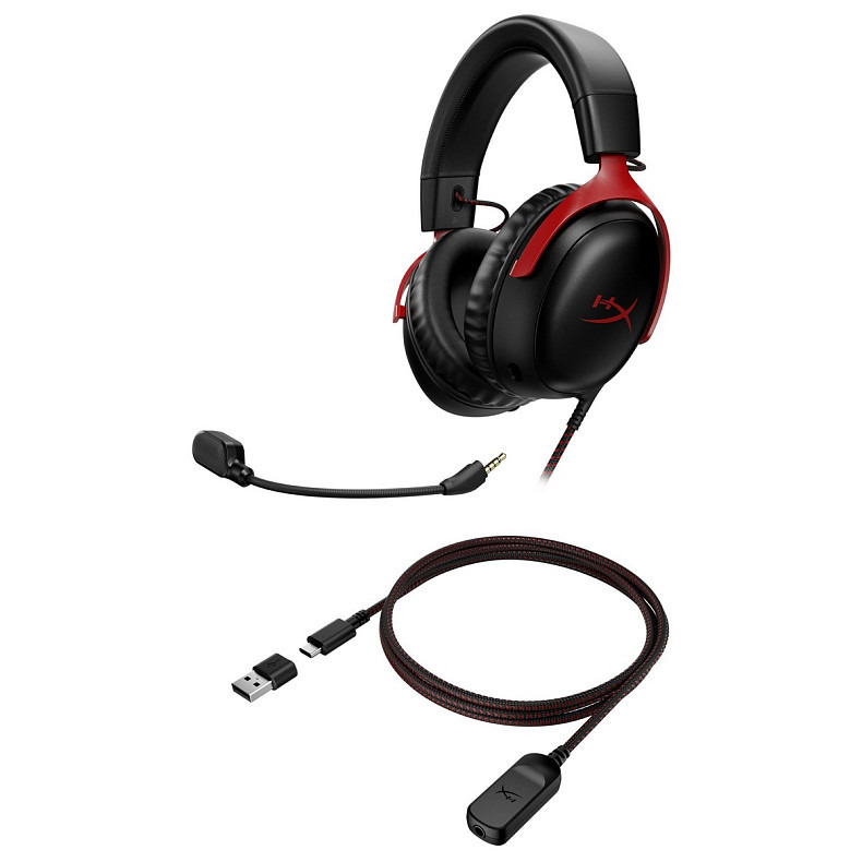 Наушники HyperX Cloud III 3.5mm/USB-A/USB-C Black/Red (727A9AA)