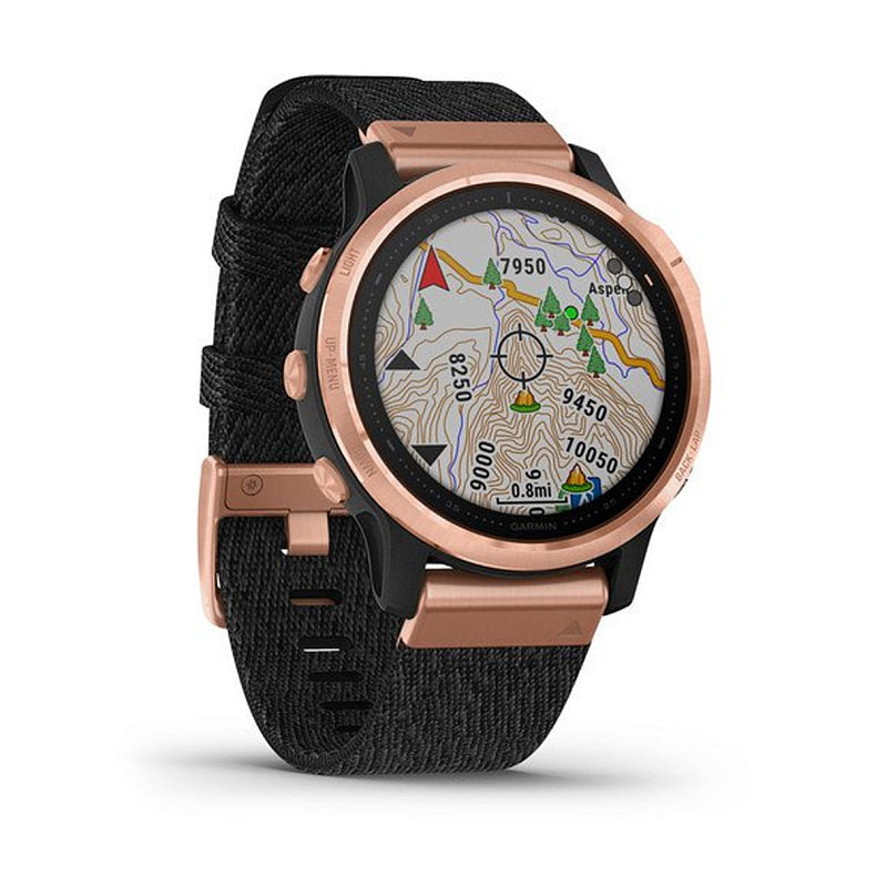 Мультиспортивные часы GARMIN Fenix 6S Sapphire Rose Gold with Heathered Black Nylon Band