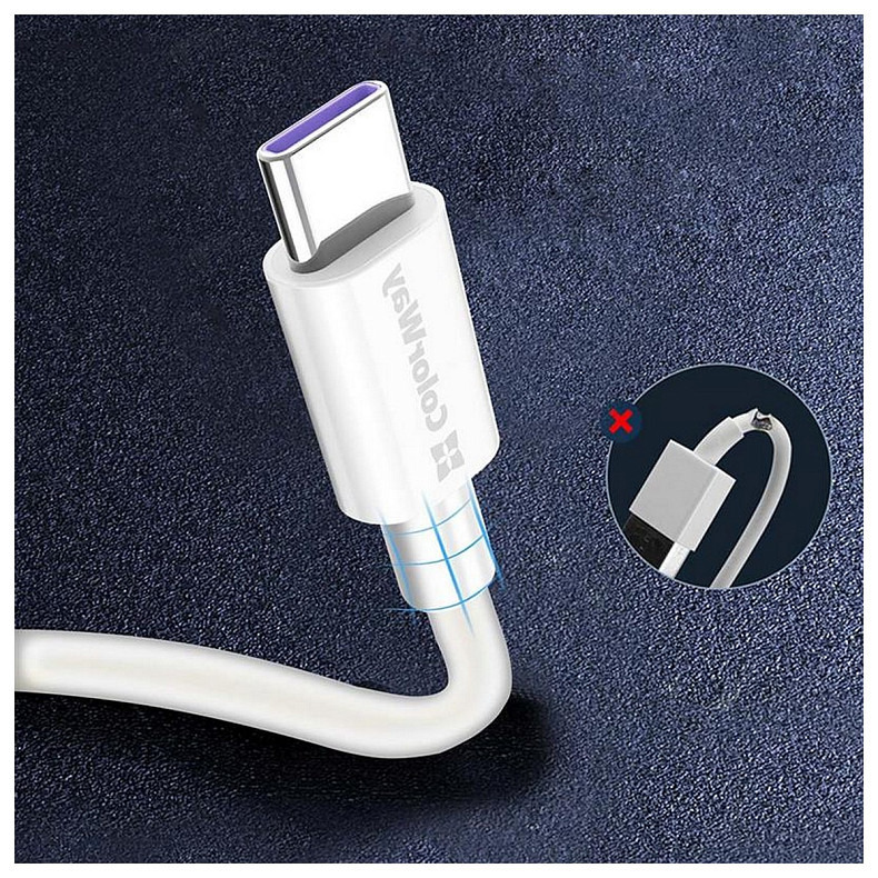 Кабель ColorWay USB-USB Type-C, 5.0А, 1м, White (CW-CBUC019-WH)