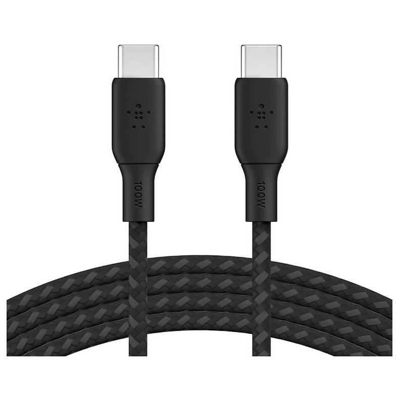 Кабель Belkin USB-С > USB-С, 2м, 100Вт, плетений, чорний