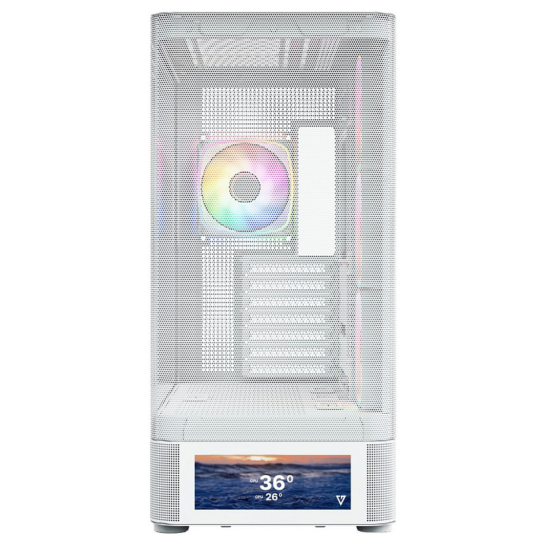 Корпус Modecom VOLCANO AQ500 ARGB MIDI FRONT LCD 6,2”, 4x120mm fans WHITE без БЖ ATX