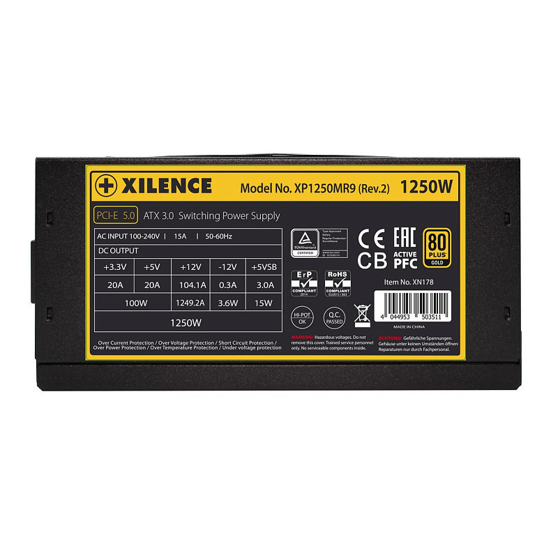 БП 1250W Xilence XP1250MR9.2 Performance X+ ATX 3.0 80+ Gold, 140mm, Modular, Retail Box