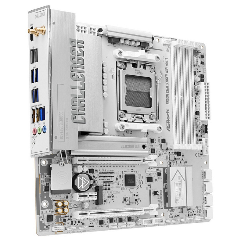Материнська плата ASRock B850M CHALLENGER WIFI WHITE (AM5/B850, 4*DDR5, 2xPCIex16, HDMI, 4xSATA,2xM.2, 2.5GLan, mATX)