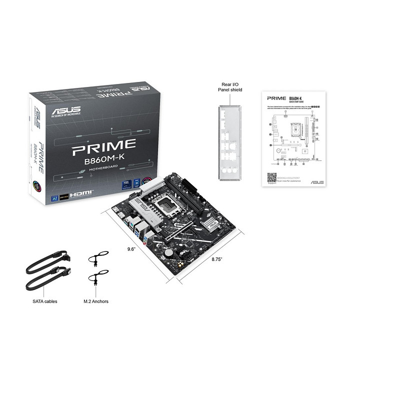 Материнcька плата ASUS PRIME B860M-K s1851 B860 2xDDR5 M.2 DP HDMI Wi-Fi BT mATX
