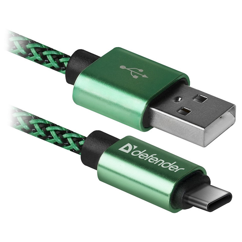 Кабель USB AM-Type-C M, 1.0 м, зелений, 09-03T PRO Defender