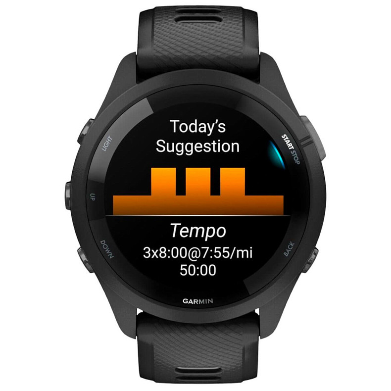 Спортивные часы GARMIN Forerunner 265 Black Bezel and Case with Black/Powder Gray Silicone Band