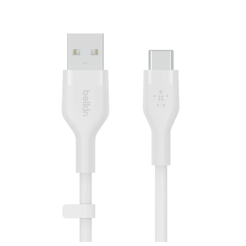 Кабель Belkin USB-A - USB-C силіконовий, з кліпсою, 2м, білий