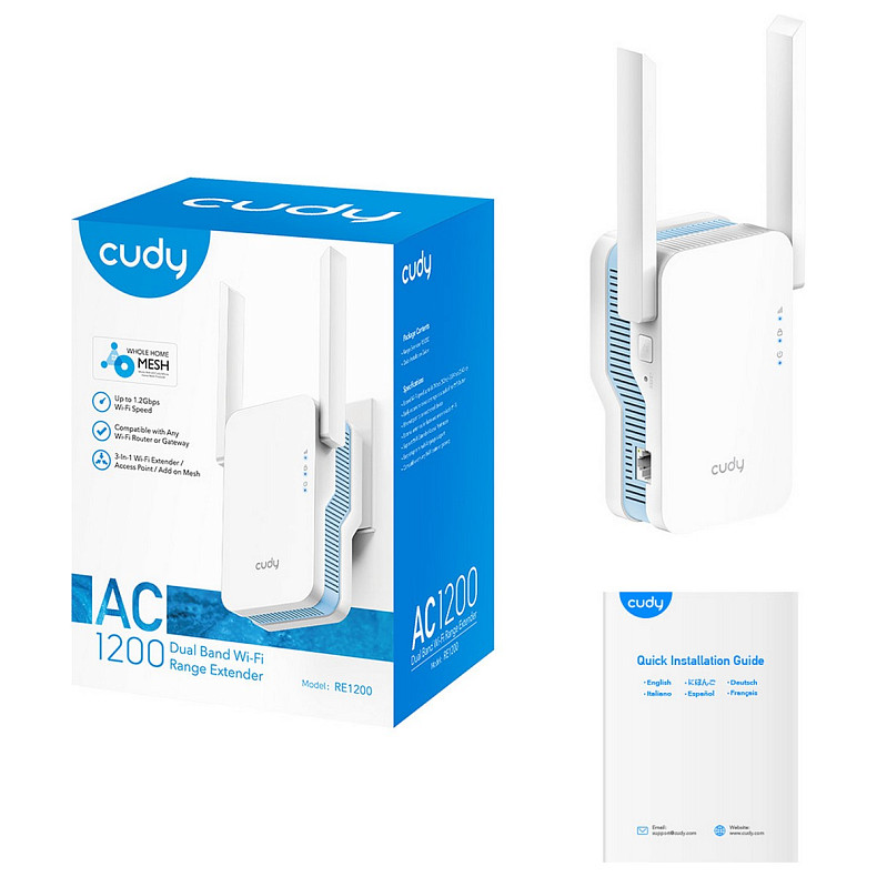 Усилитель Wi-Fi сигнала Cudy RE1200 AC1200 Wi-Fi Mesh Repeater