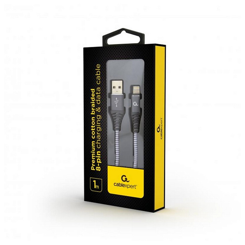 Кабель Cablexpert (CC-USB2B-AMLM-1M-WB2) USB 2.0 A - Lightning, преміум, 1м, сірий