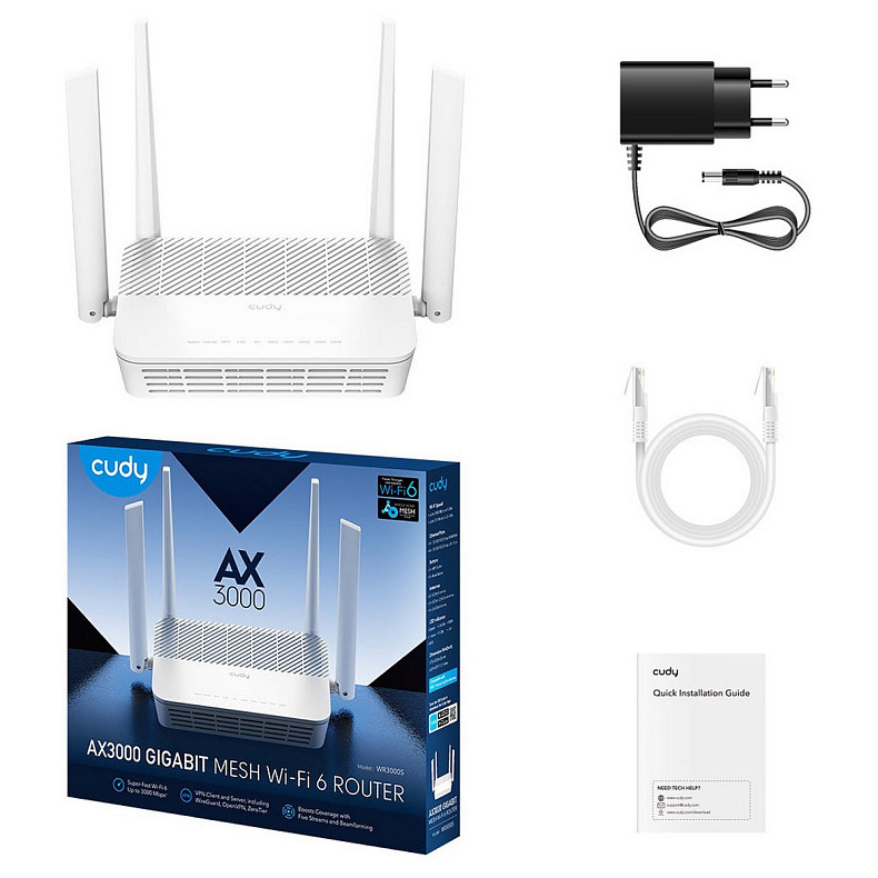 Wi-Fi Роутер Cudy WR3000S, AX3000 Gigabit Wi-Fi 6 Mesh Router