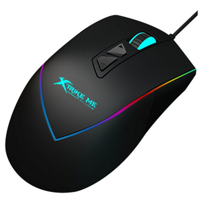 Мишка XTRIKE ME GM-320, ігрова 12800dpi, 9кн. Huano, RGB, чорна