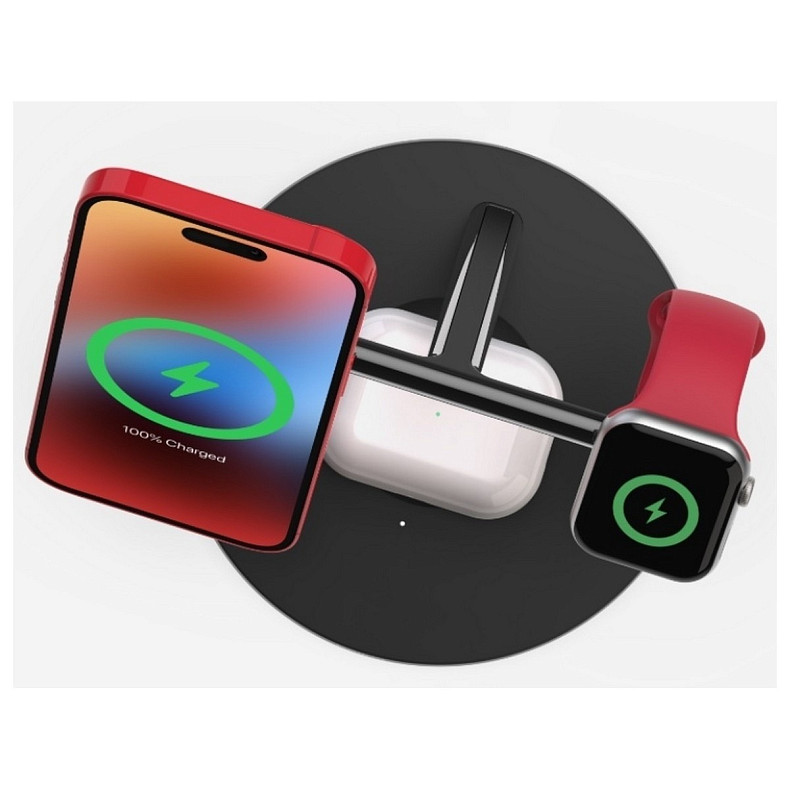 Беспроводное зарядное устройство для Belkin MagSafe 3in1 Wireless Charger, black (WIZ017VFBK)