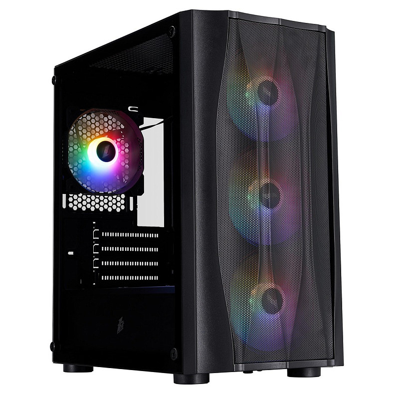 Корпус 1stPlayer X3-M-BK-4F1 Black без БЖ