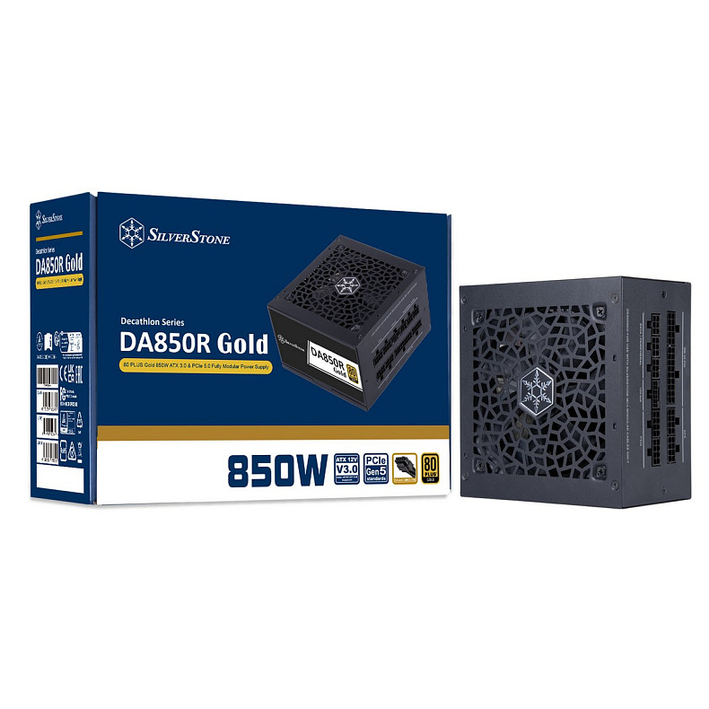 Блок питания SilverStone Decathlon(850W), >89%, 80+ Gold, 120мм, 1xMB 24pin(20+4), 2xCPU 8pin(4+