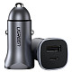 Автозарядка 2xUSB 30W (USB-A + USB-C) QC 4.0 Сіра (EC305) UGREEN