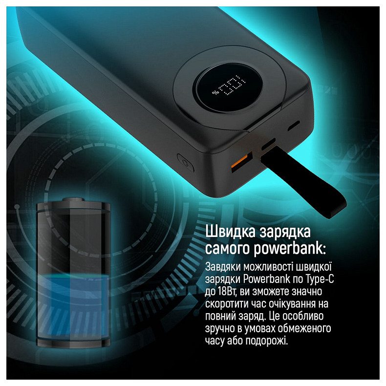 Универсальная мобильная батарея ColorWay EnergyPlus 30000mAh Black (CW-PB300LPB4BK-PDD)