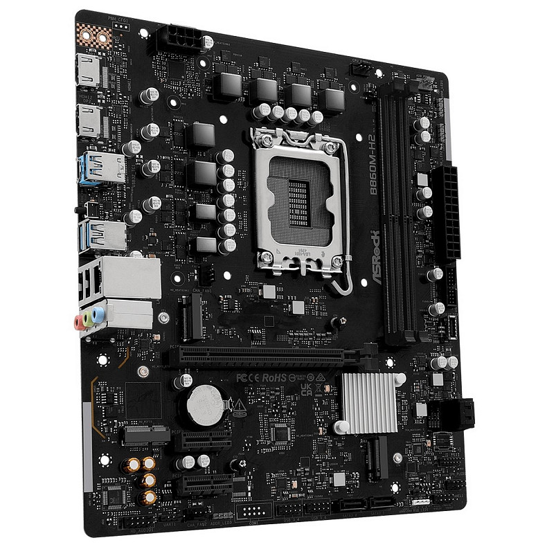 Материнская плата AsRock B860M-H2 (1851/B860, 2*DDR5, PCIex16, 2xHDMI, 4xSATA, 2xM.2, Glan, 7.1ch, mATX)