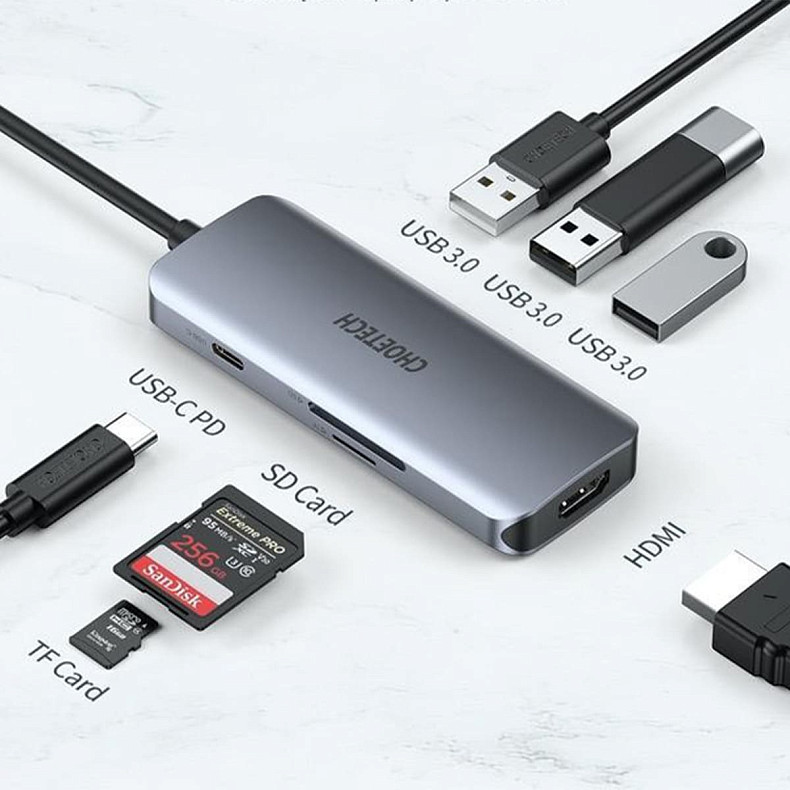 Док станція Choetech HUB-M19-GY