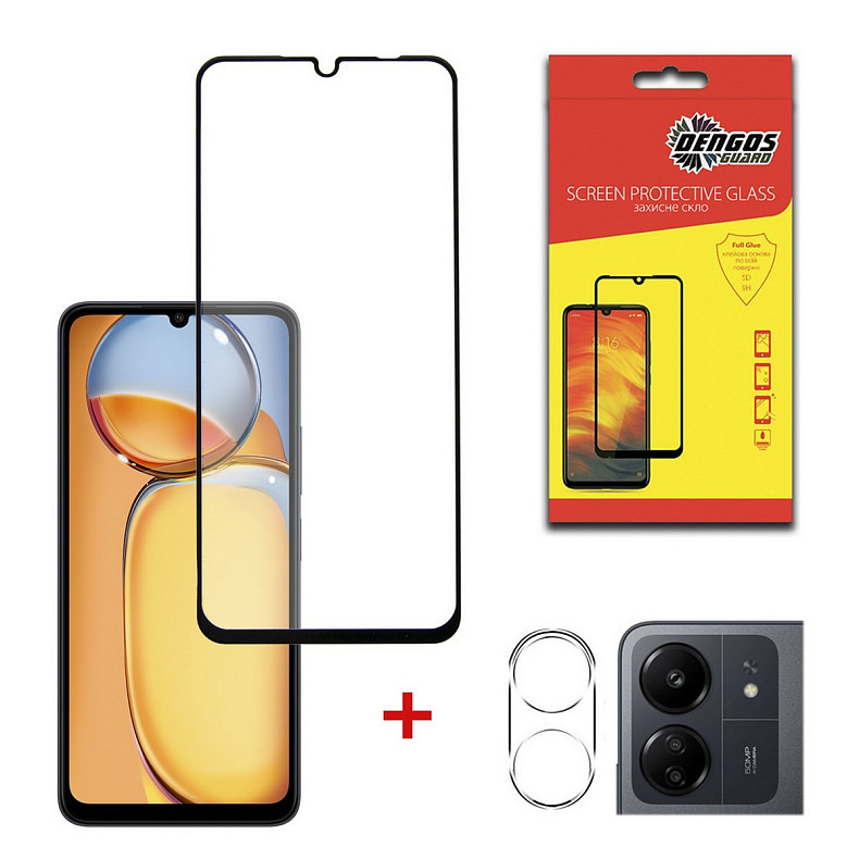Захисне скло Dengos для Xiaomi Redmi 13C 4G Black Full Glue (DG-TGSCP-04)