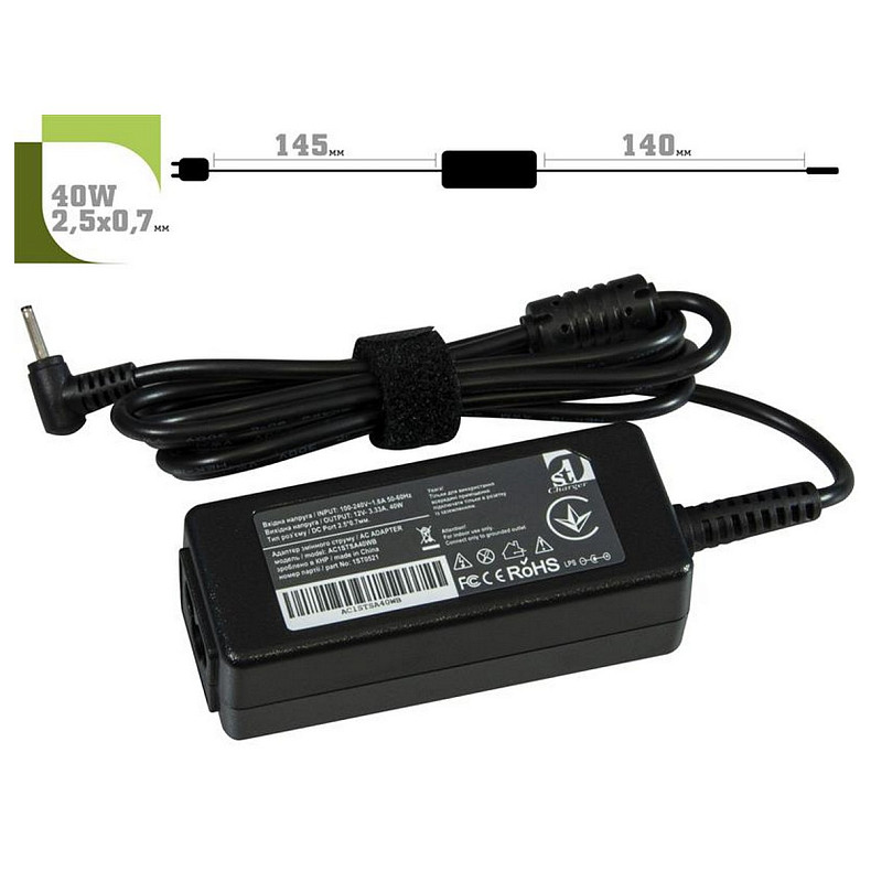 Блок питания 1StCharger для ноутбука Samsung 12V 40W 3.33A 2.5х0.7мм + каб.пит. (AC1STSA40WB)