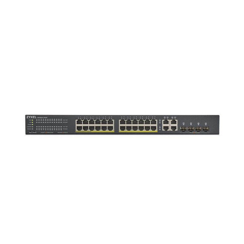 Комутатор ZYXEL GS1920-24HPv2 (24xGE PoE, 4xGE/SFP, Smart, NebulaFlex, Max PoE 375W)