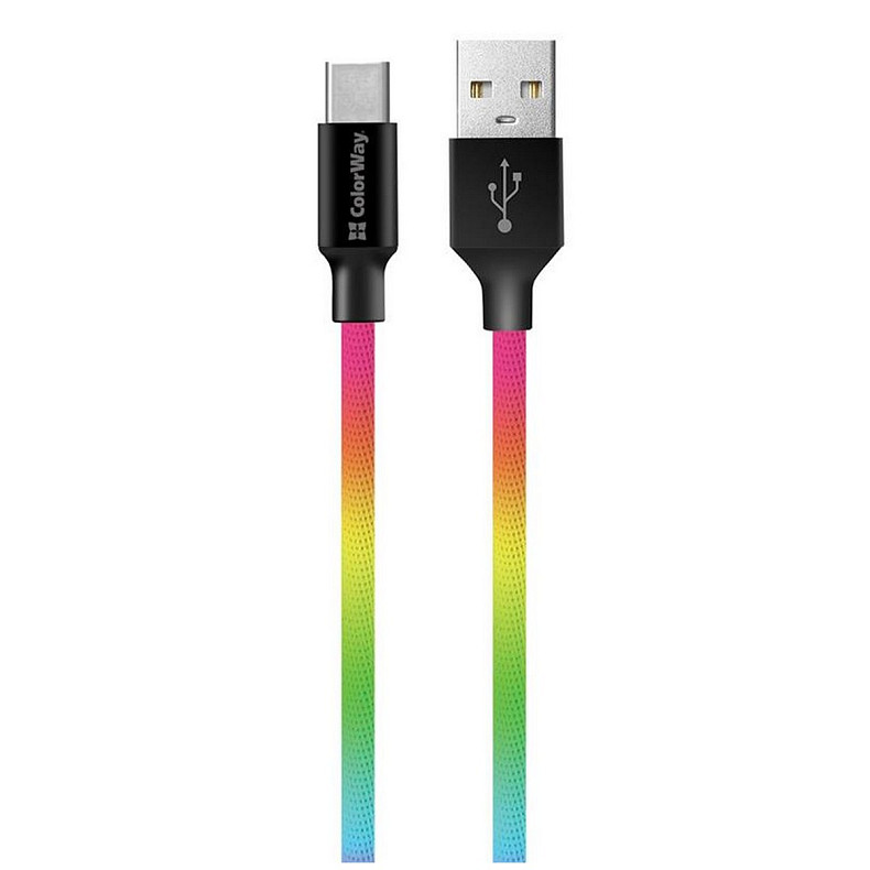 Кабель ColorWay USB-USB Type-C, 2.4А, 1м, Multicolor (CW-CBUC018-MC)