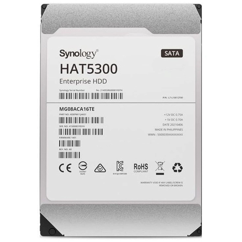 Накопитель HDD SYNOLOGY SATA 12TB 7200RPM 6GB/S 256MB HAT5300-12T