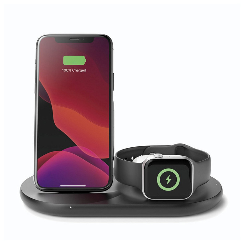 Бездротовий зарядний пристрій Belkin Boost Up 3-in-1 Wireless Charger Black (WIZ001VFBK)