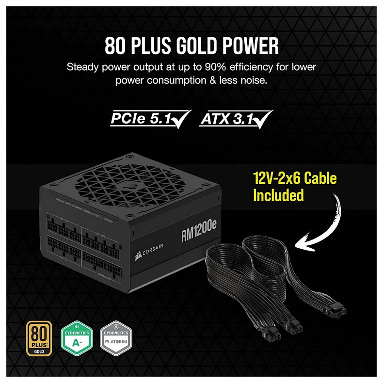 Блок живлення Corsair RM1200e PCIE5 1200W (CP-9020258-EU)