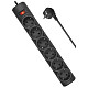 Power filtr 5,0м Defender DFS 155, чорний, 6 розеток, з вимикачем