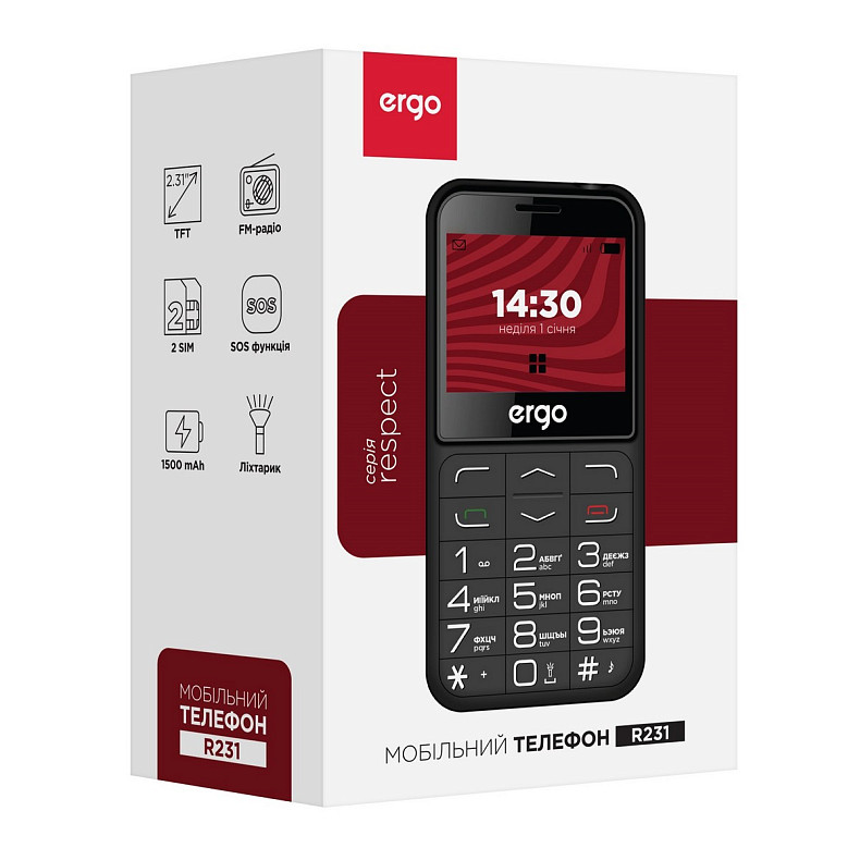 Мобильный телефон Ergo R231 Dual Sim Black