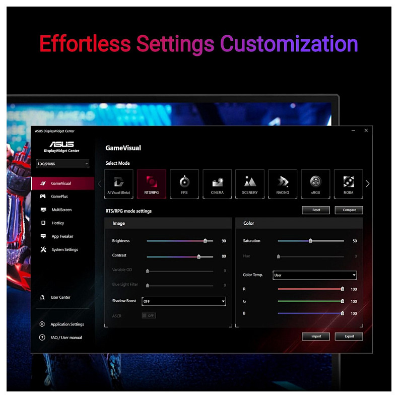 Монитор Asus 27" ROG Strix XG279CNS HDMI, DP, USB-C, IPS, 380Hz, 0.3ms, sRGB 110%, AdaptiveSync, Piv