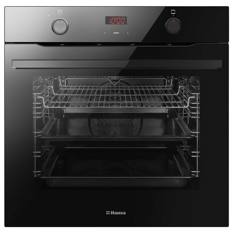 Духовка электр. Hansa, 60см, 77л, A, гриль, емаль легкого очищення, диспл., чорний