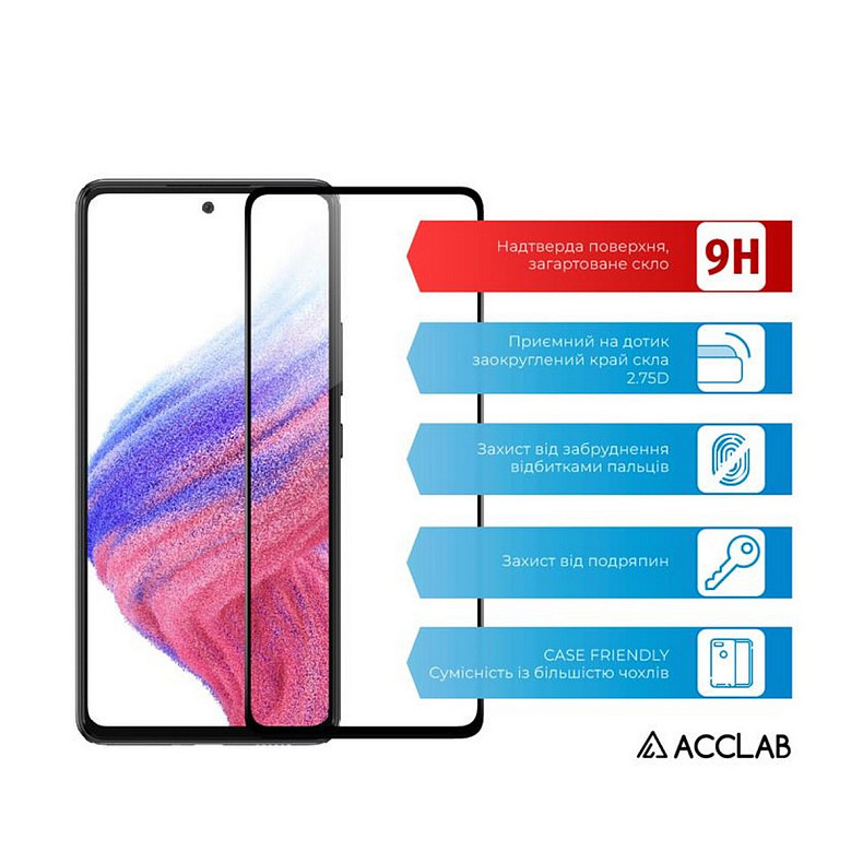 Защитное стекло ACCLAB Full Glue для Samsung Galaxy A53 5G SM-A536 Black (1283126522444)