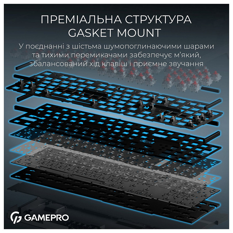 Клавиатура GamePro Asgard Drakkar Keychron Super Red Switch Black (MK305BK)