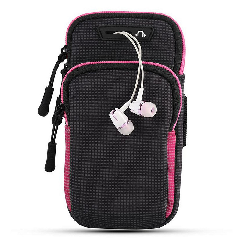 Спортивный чехол на руку BeCover BC0011 6.5" Black/Pink (705345) + органайзер для наушников