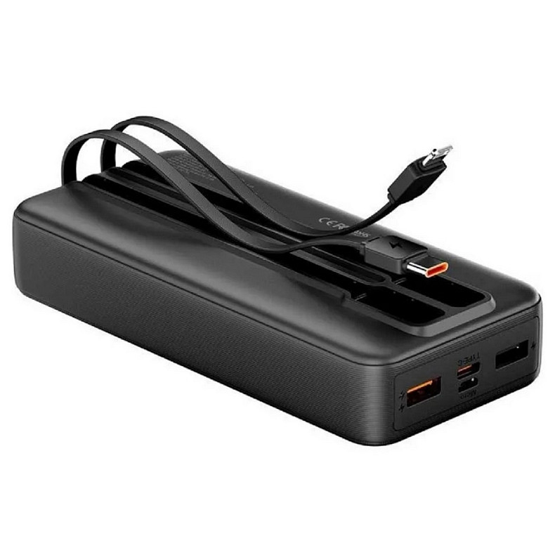 УМБ Vention 20000mAh 22.5W 3A PD, Micro-USB,USB-C,2xUSB-A,Built-in USB-C+Lightning Cables Black