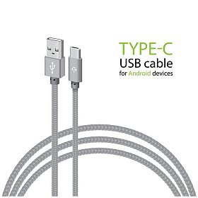 Кабель Intaleo CBGNYT2 USB-USB Type-C 2м Grey (1283126489143)