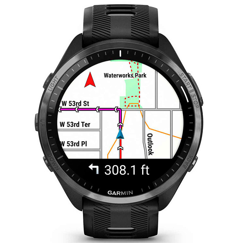 Спортивные часы Garmin Forerunner 965 Carbon Gray DLC Titanium Bezel with Black Case and Black/Powder Gray Silicone Band