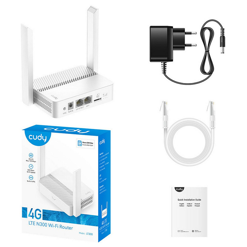 Wi-Fi Роутер Cudy LT300, N300 Wi-Fi 4G LTE Cat4 Router