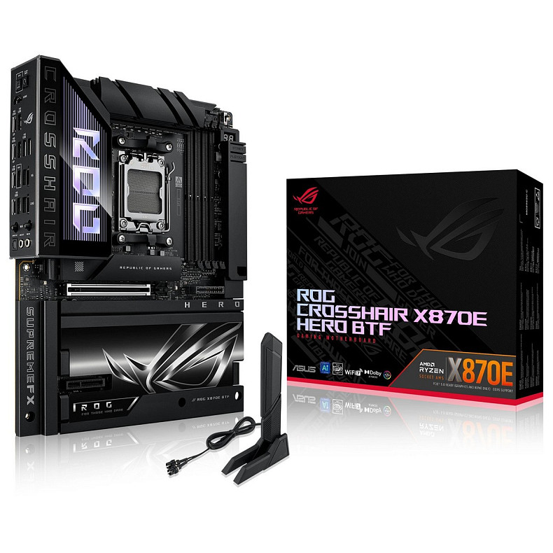 Материнcька плата ASUS ROG CROSSHAIR X870E HERO BTF sAM5 X870E 4xDDR5 M.2 HDMI Wi-Fi BT ATX прихован