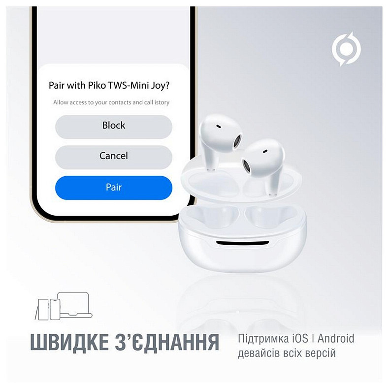 Наушники Piko TWS-MiniJoy White (1283126583421)