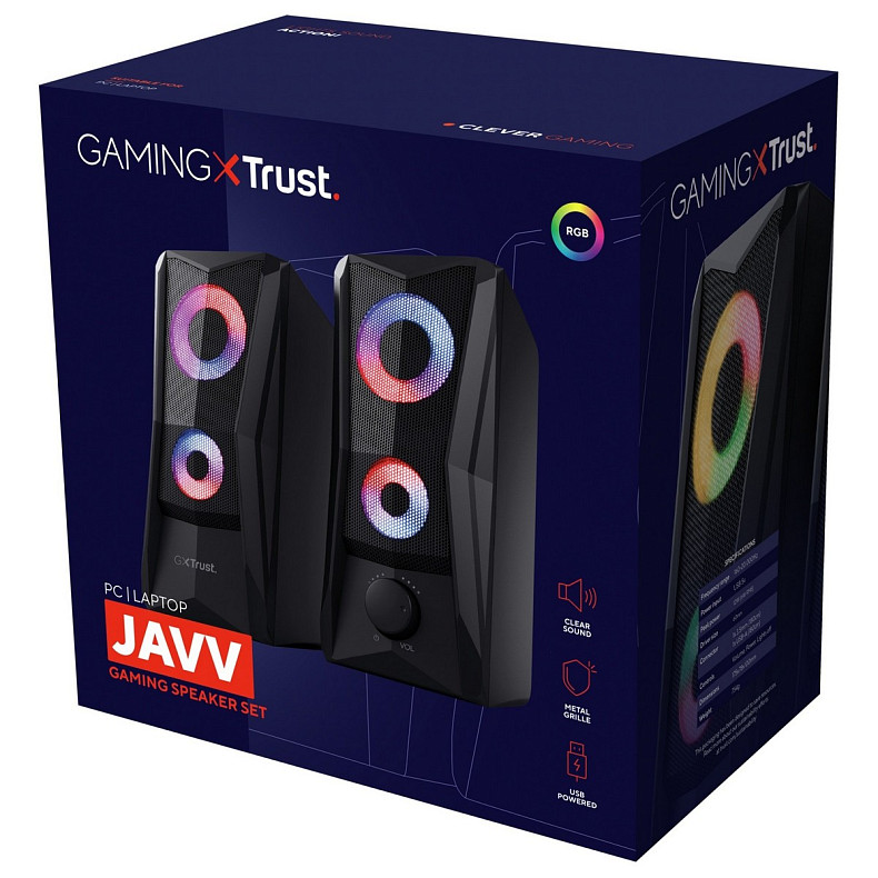 Акустическая система Trust GXT 606 Javv 2.0, USB/AUX, RGB, черный