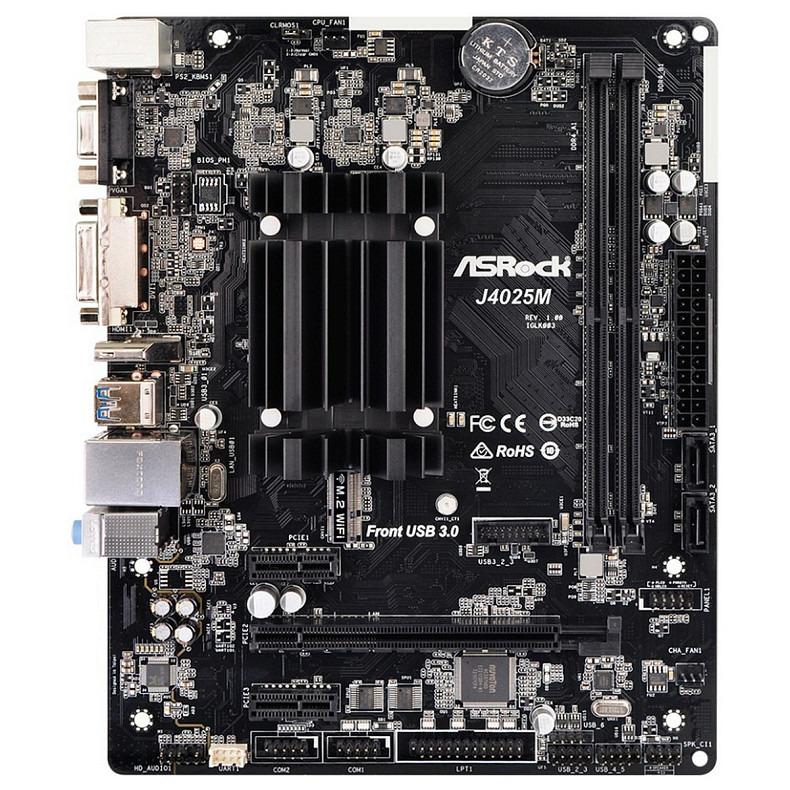 ASRock J4025M (Intel Dual-Core 2.9GHz, 2xDDR4, D-Sub, HDMI, DVI-D, 1+2 PCIe, 2xSATAIII, mATX)