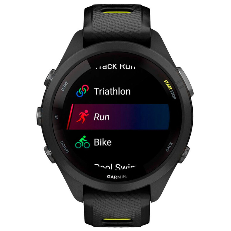 Спортивные часы GARMIN Forerunner 265S Black Bezel and Case with Black/Amp Yellow Silicone Band