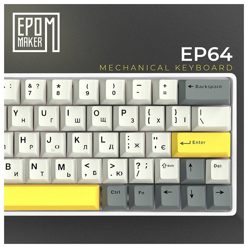 Клавиатура Epomaker EP64 60% Mulan Switch Hot-Swap (2.4G/BT/USB) RGB UA White (EP64-W-M