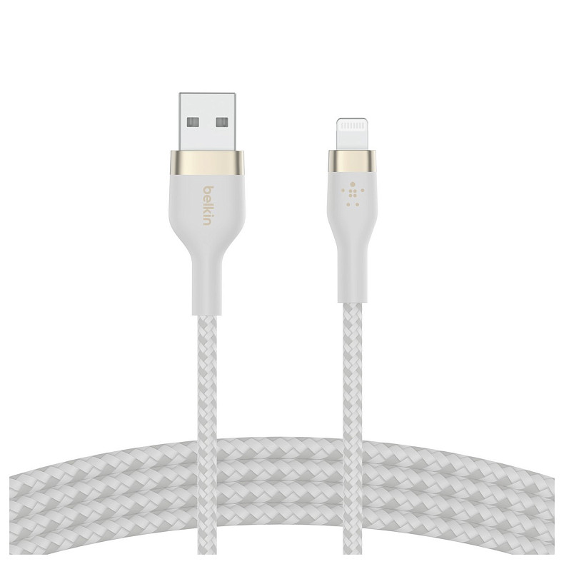 Кабель Belkin USB-A > Lightning, 1м, плетений, силіконовий, з ремінцем на м