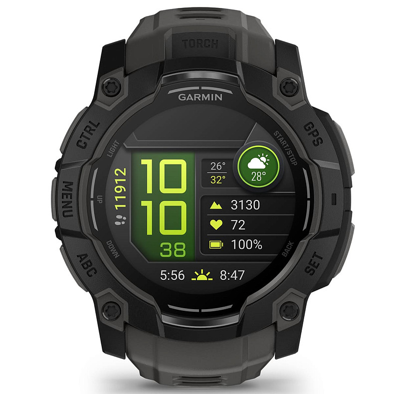 Спортивний годинник GARMIN Instinct 3 50mm AMOLED Black with Charcoal Silicone