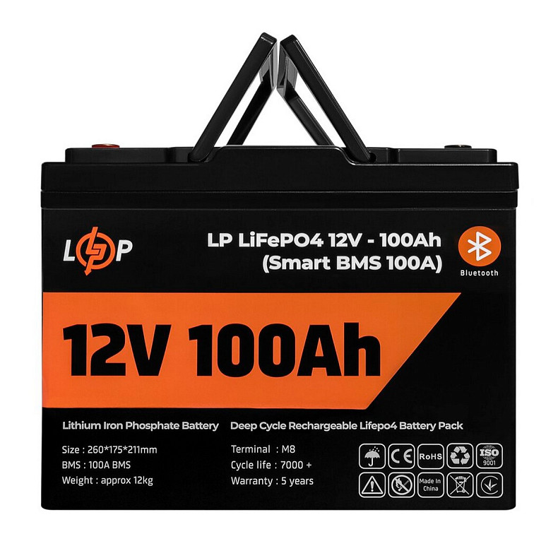 Акумуляторна батарея LogicPower 12V 100 AH (1280Wh) для ДБЖ (Smart BMS 100А) LiFePO4