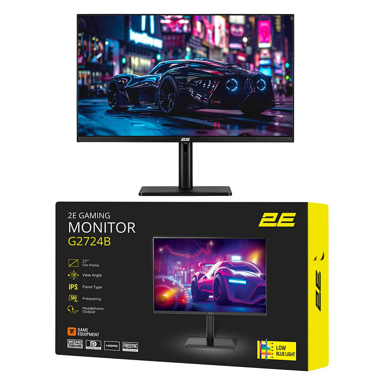 Монітор 2E GAMING 27" G2724B 2xHDMI, DP, IPS, 2560x1440, 180Hz, 1ms, FreeSync, HAS